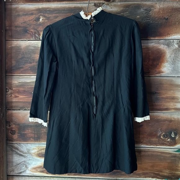 Vintage black lace-edged blouse / cream lace Wednesday handmade one of a kind - Picture 4 of 12